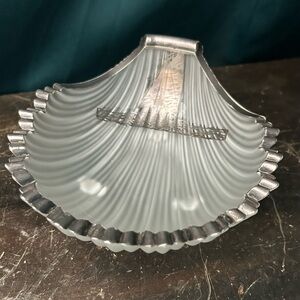 Vintage Westmoreland Frosted Glass Seashell Silver Sailboat Candy Dish